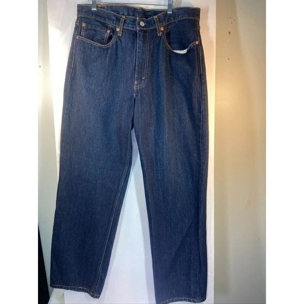 Levis 550 Jeans Mens Size 36X32 Blue Denim Dark Wash Relaxed Fit Straight Leg